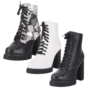 Block Heel Platform Ankle Boots