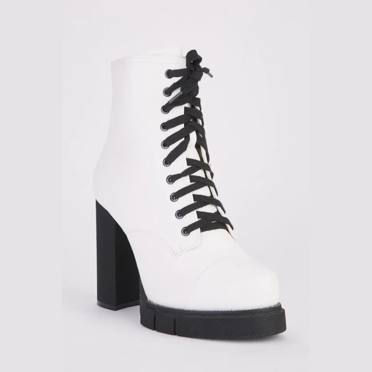 Block Heel Platform Ankle Boots