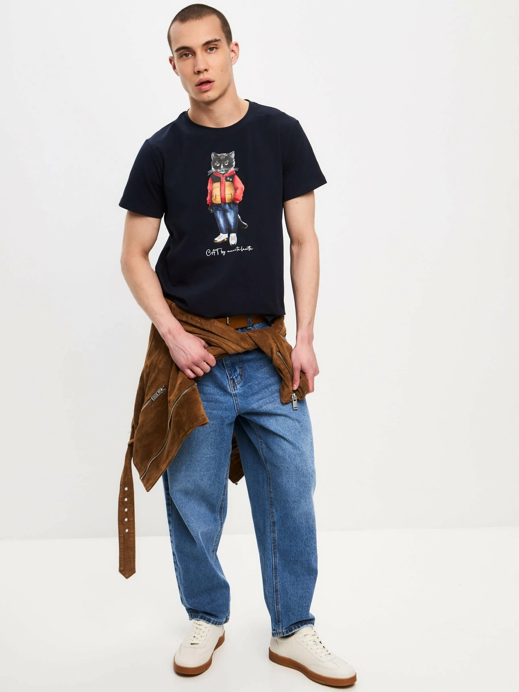 Blue Printed T-shirt SPORT CASUAL CAT