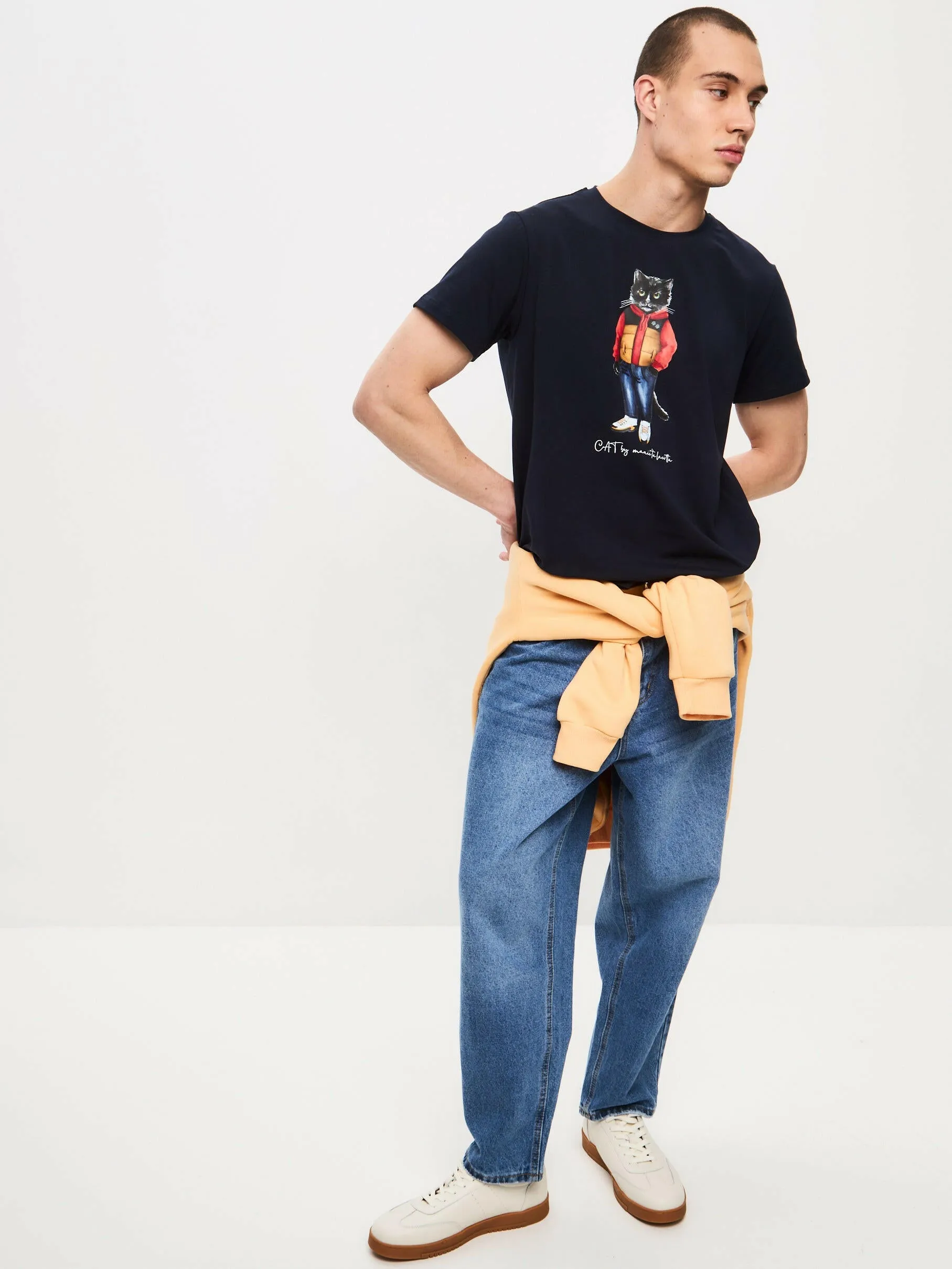 Blue Printed T-shirt SPORT CASUAL CAT