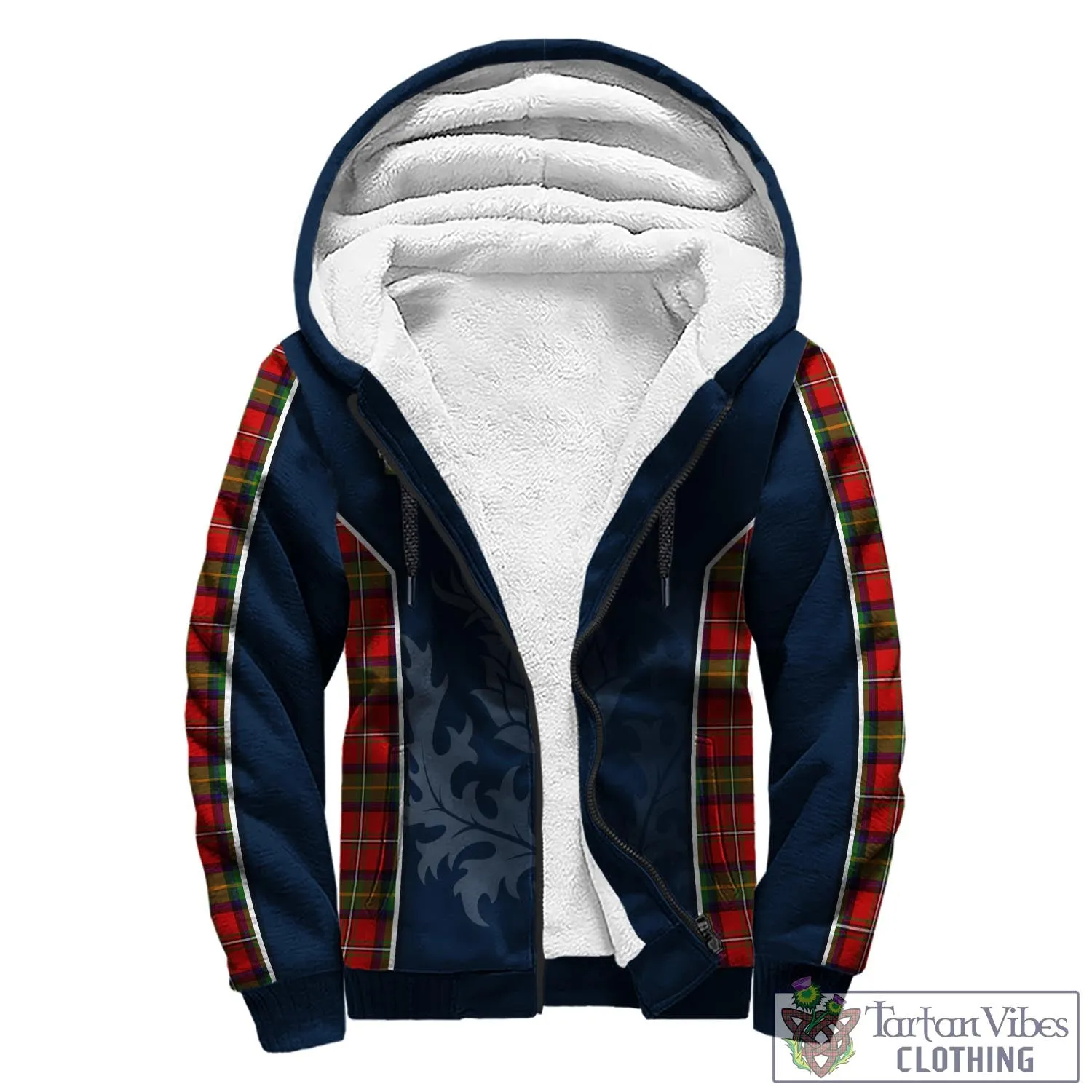 Boyd Tartan Sherpa Hoodie with Family Crest and Scottish Thistle Vibes Sport Style