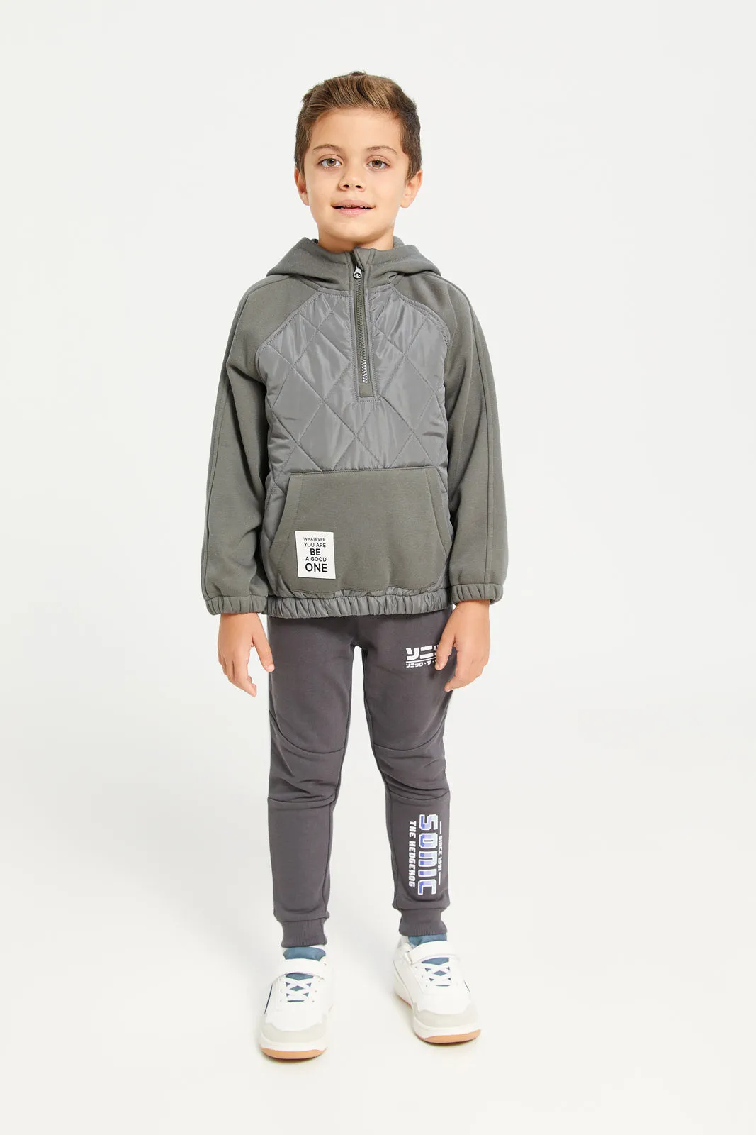 Boys Grey Hooded Sweatshirt