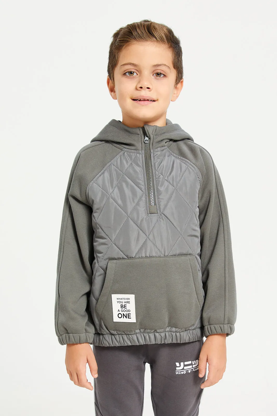 Boys Grey Hooded Sweatshirt