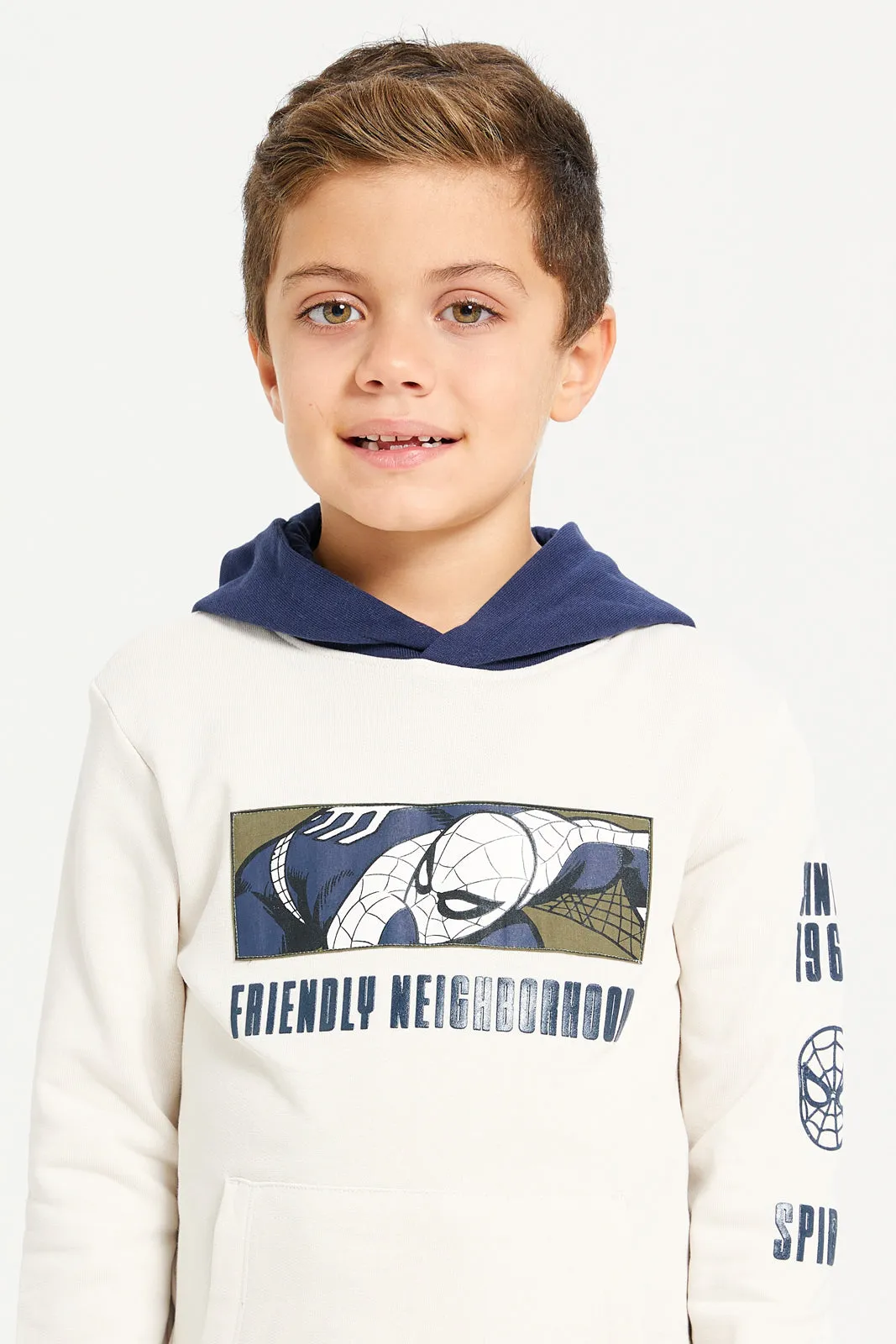 Boys Ivory Spider Man Print Sweatshirt