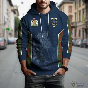 Bruce Hunting Tartan Hoodie with Family Crest and Scottish Thistle Vibes Sport Style