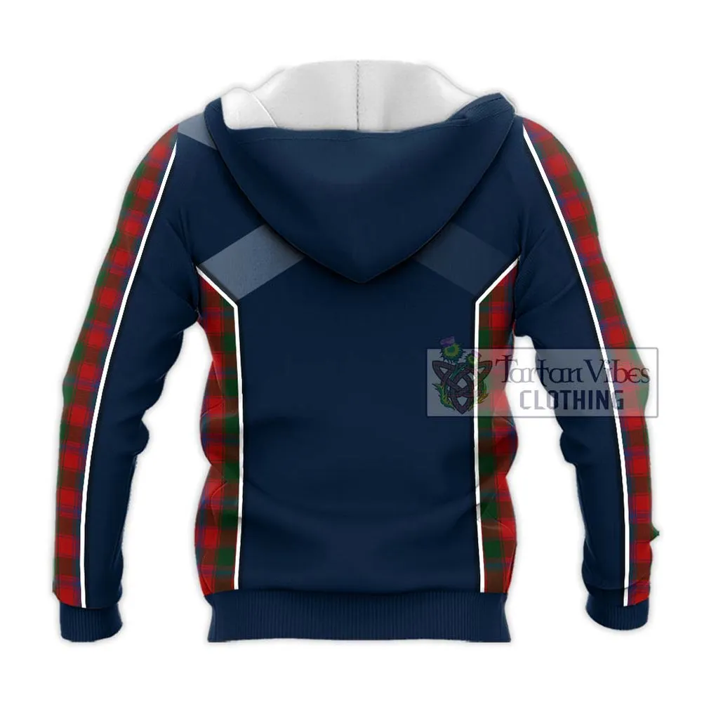 Bruce Old Tartan Knitted Hoodie with Family Crest and Lion Rampant Vibes Sport Style