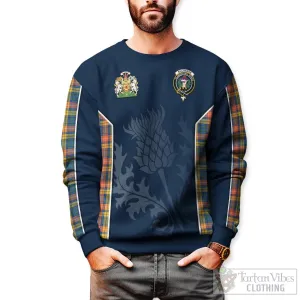 Buchanan Ancient Tartan Sweatshirt with Family Crest and Scottish Thistle Vibes Sport Style