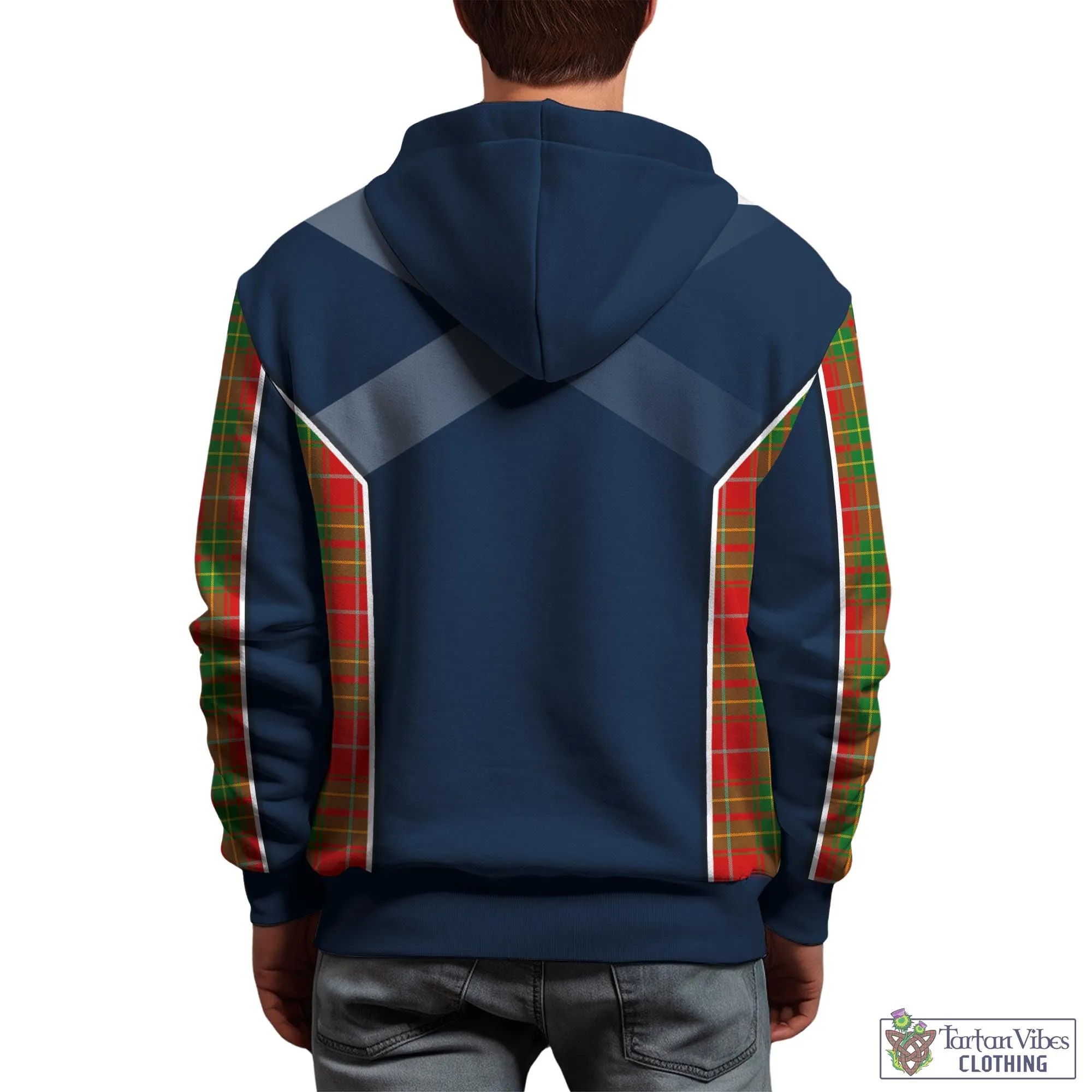 Burnett Tartan Hoodie with Family Crest and Lion Rampant Vibes Sport Style