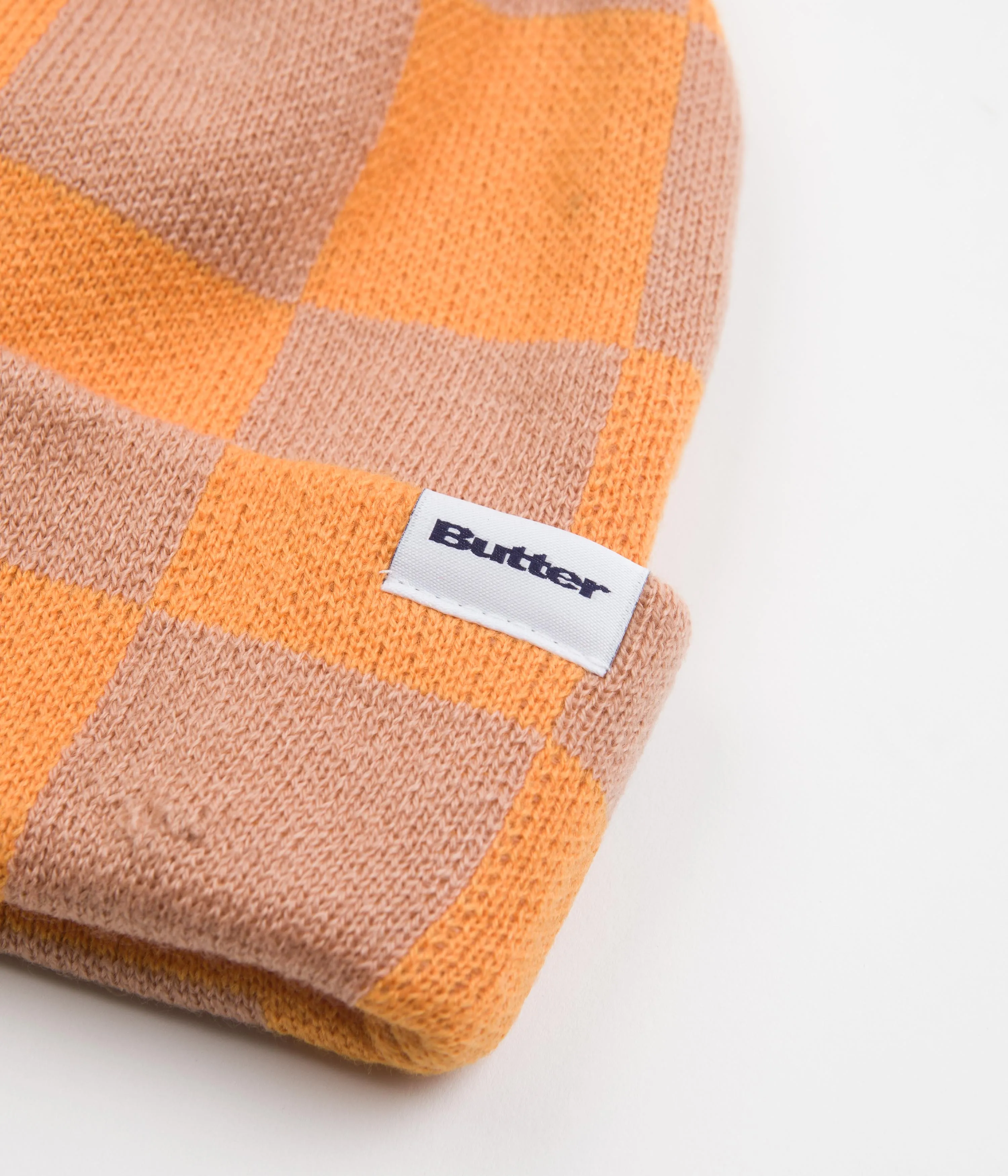 Butter Goods Checkered Beanie - Orange / Peach
