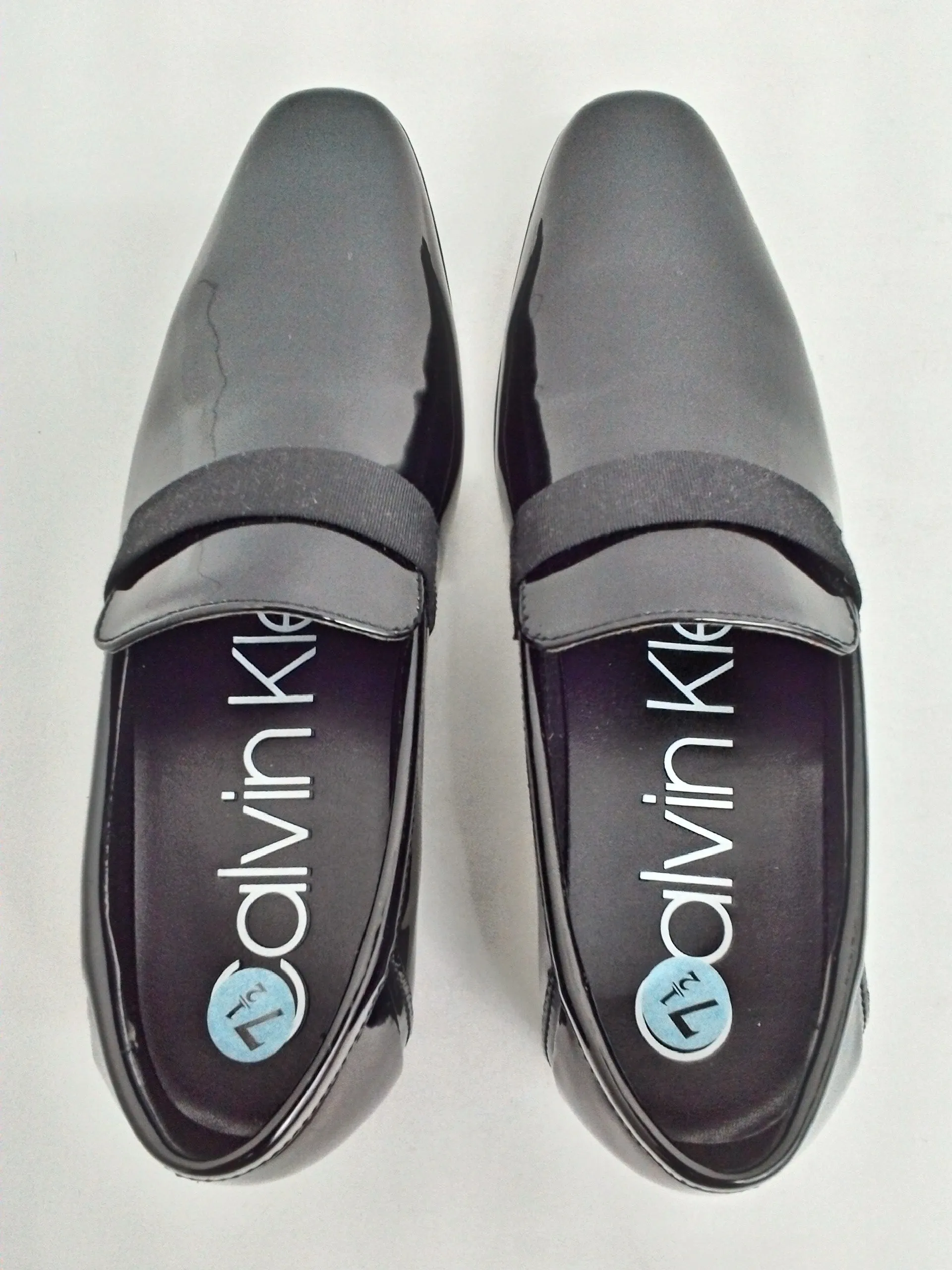 Calvin Klein Men's Bernardo Black Patent Oxford Size 7.5