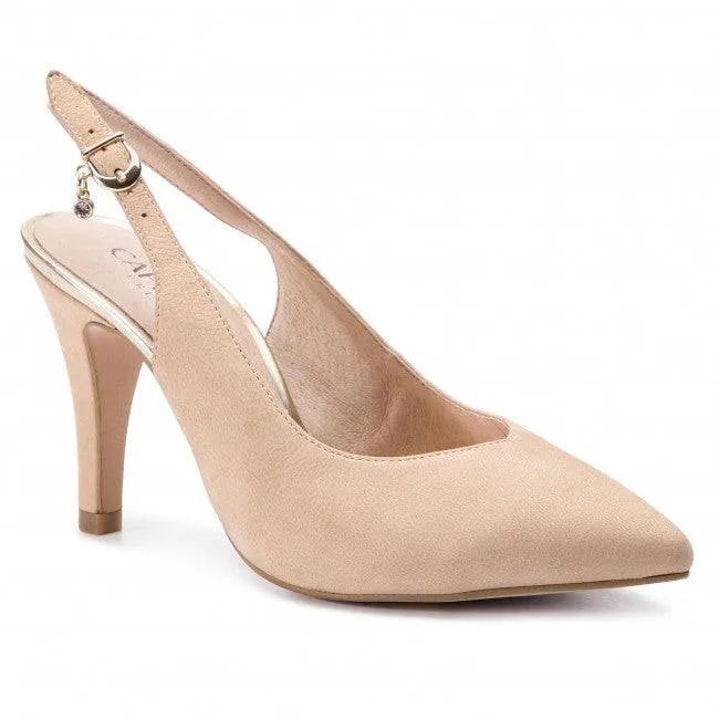 Caprice nubuck leather pointed toe slingback shoe