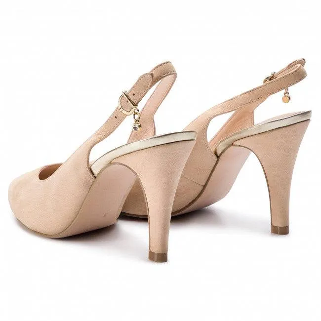 Caprice nubuck leather pointed toe slingback shoe