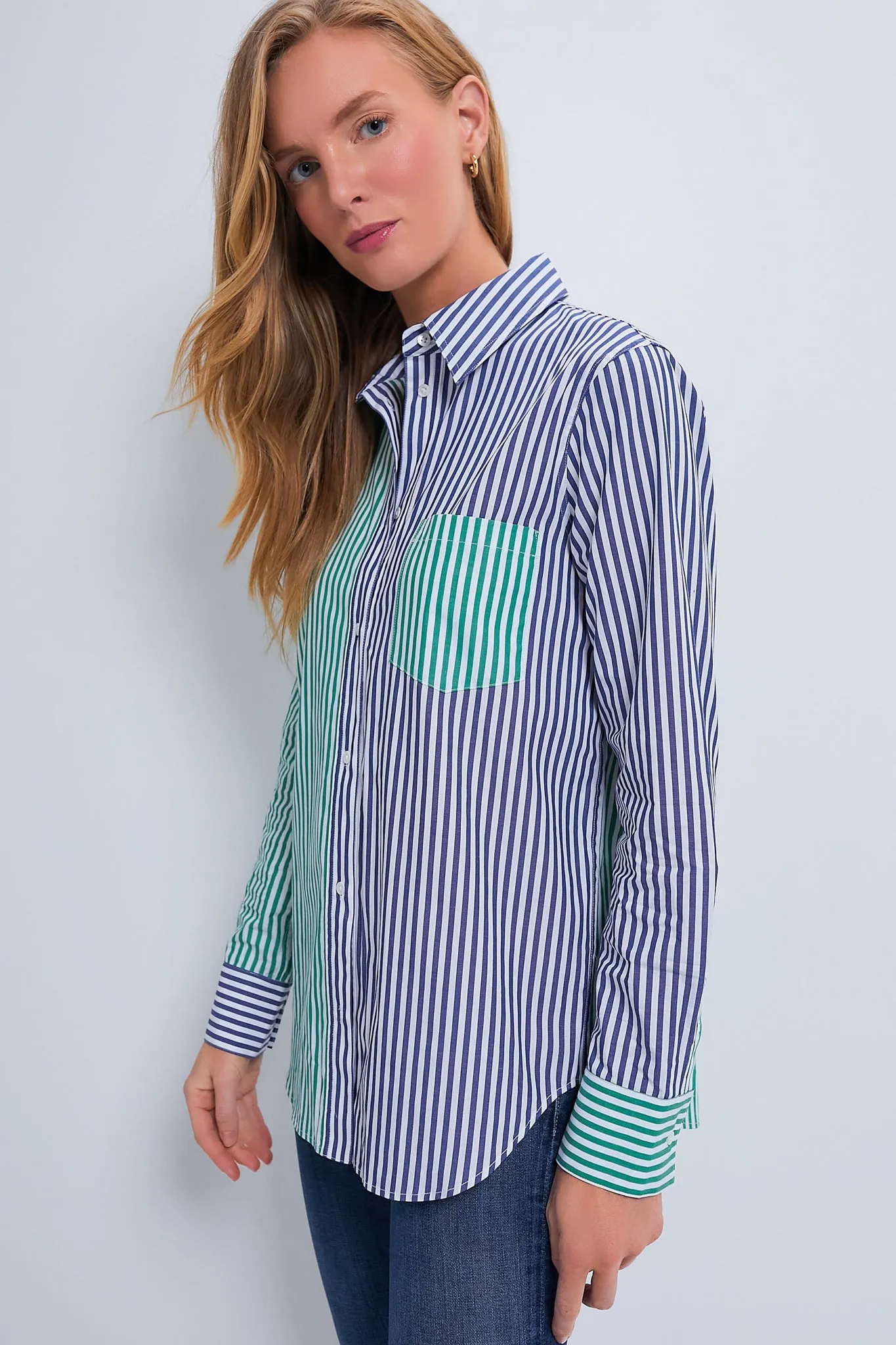 Colorblock Stripe Oxford Tunic