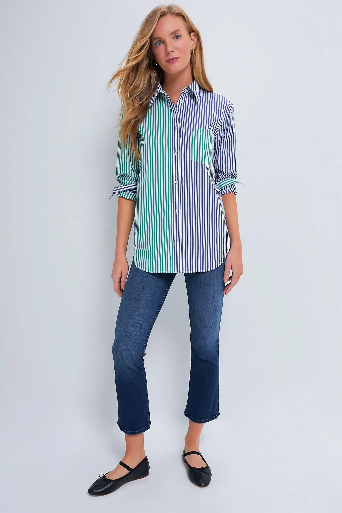 Colorblock Stripe Oxford Tunic