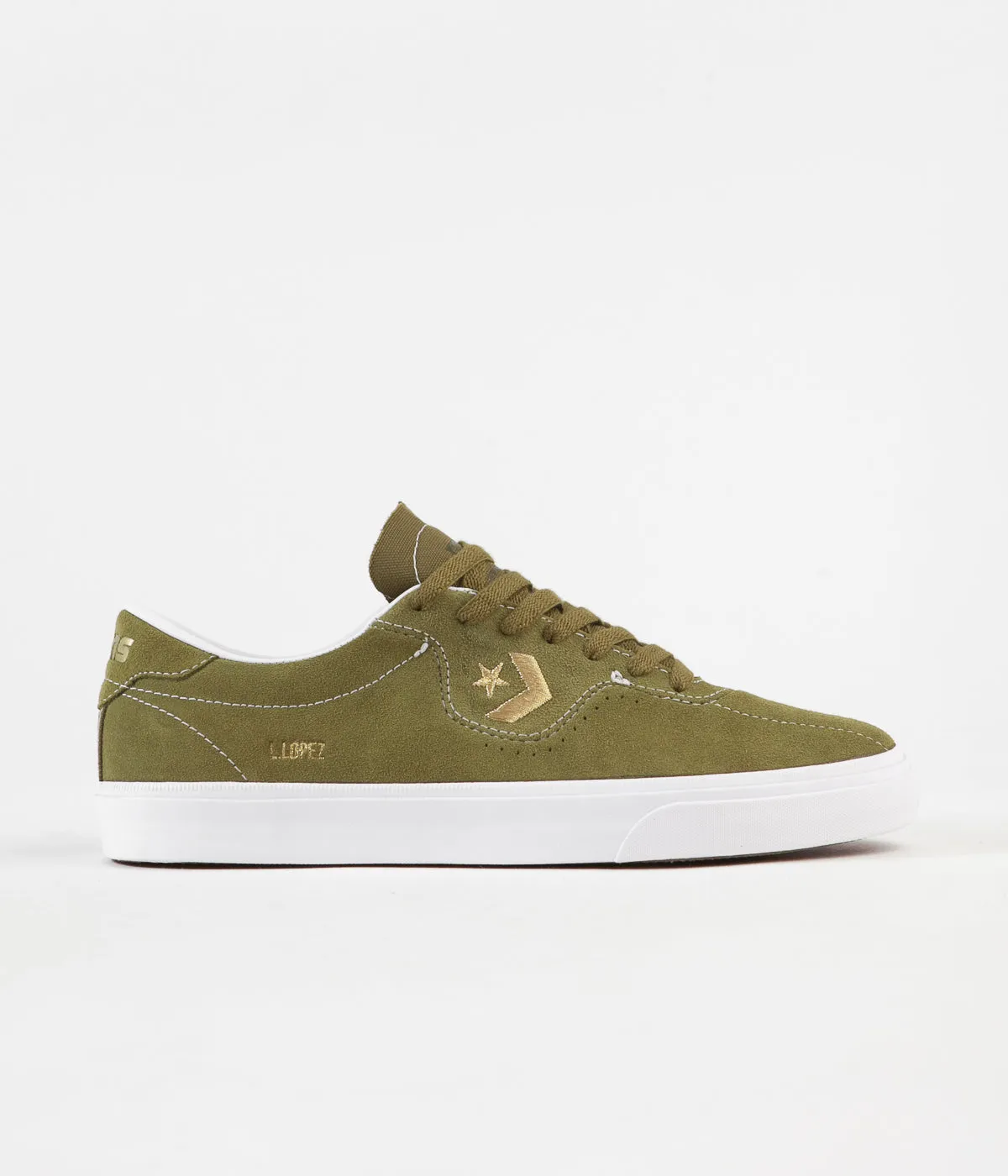 Converse Louie Lopez Pro Ox Shoes - Dark Moss / Gold / White