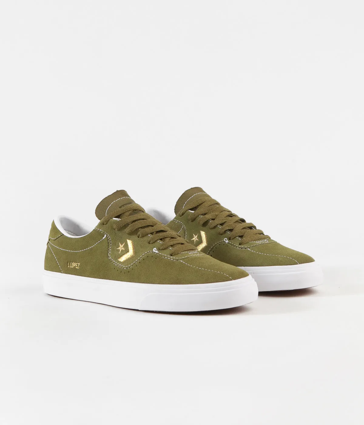 Converse Louie Lopez Pro Ox Shoes - Dark Moss / Gold / White