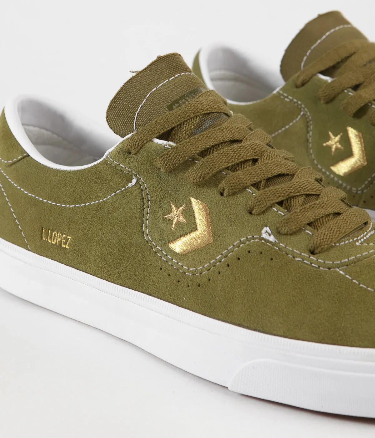 Converse Louie Lopez Pro Ox Shoes - Dark Moss / Gold / White