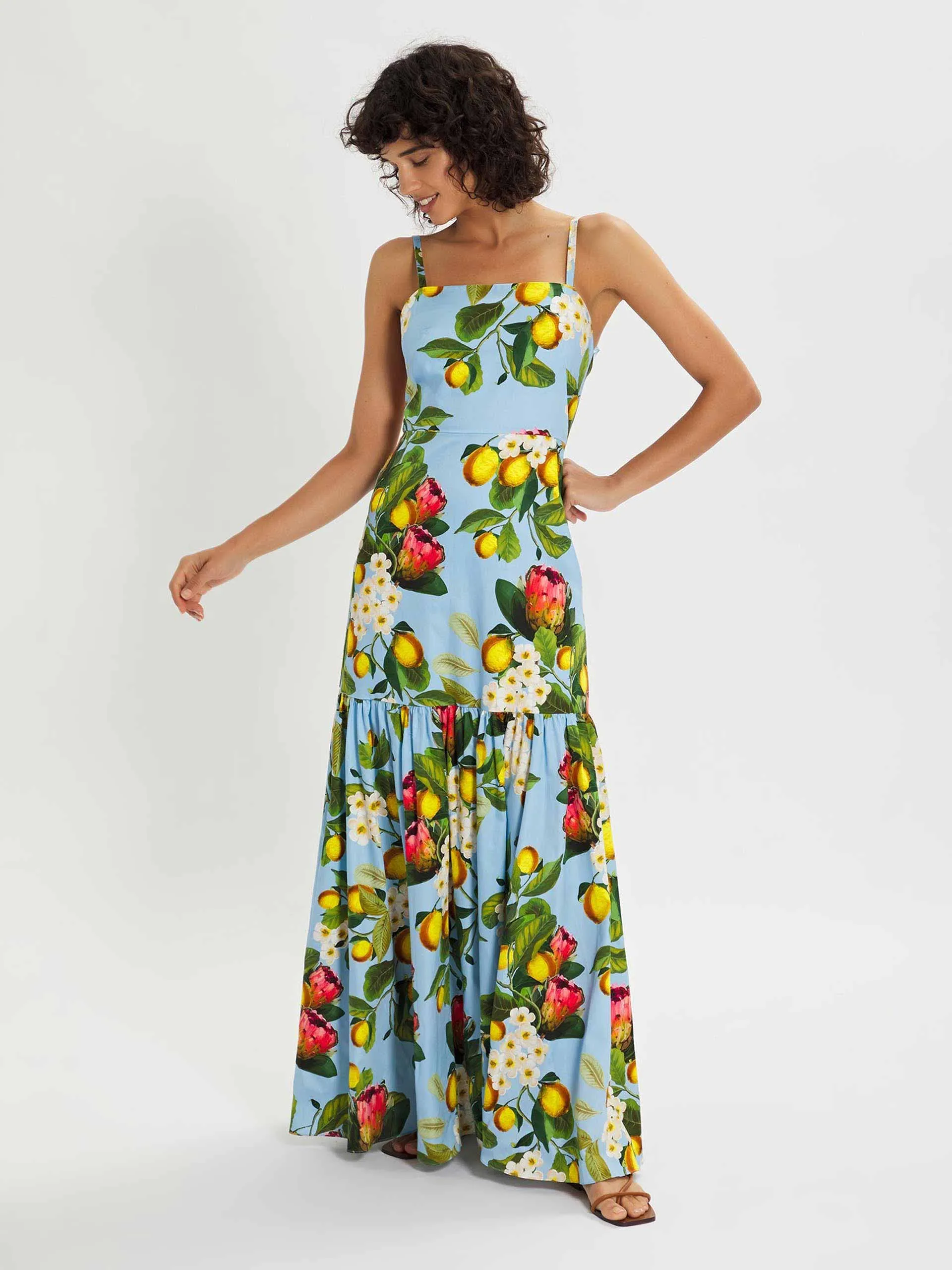 Cordelia blue multi floral maxi dress