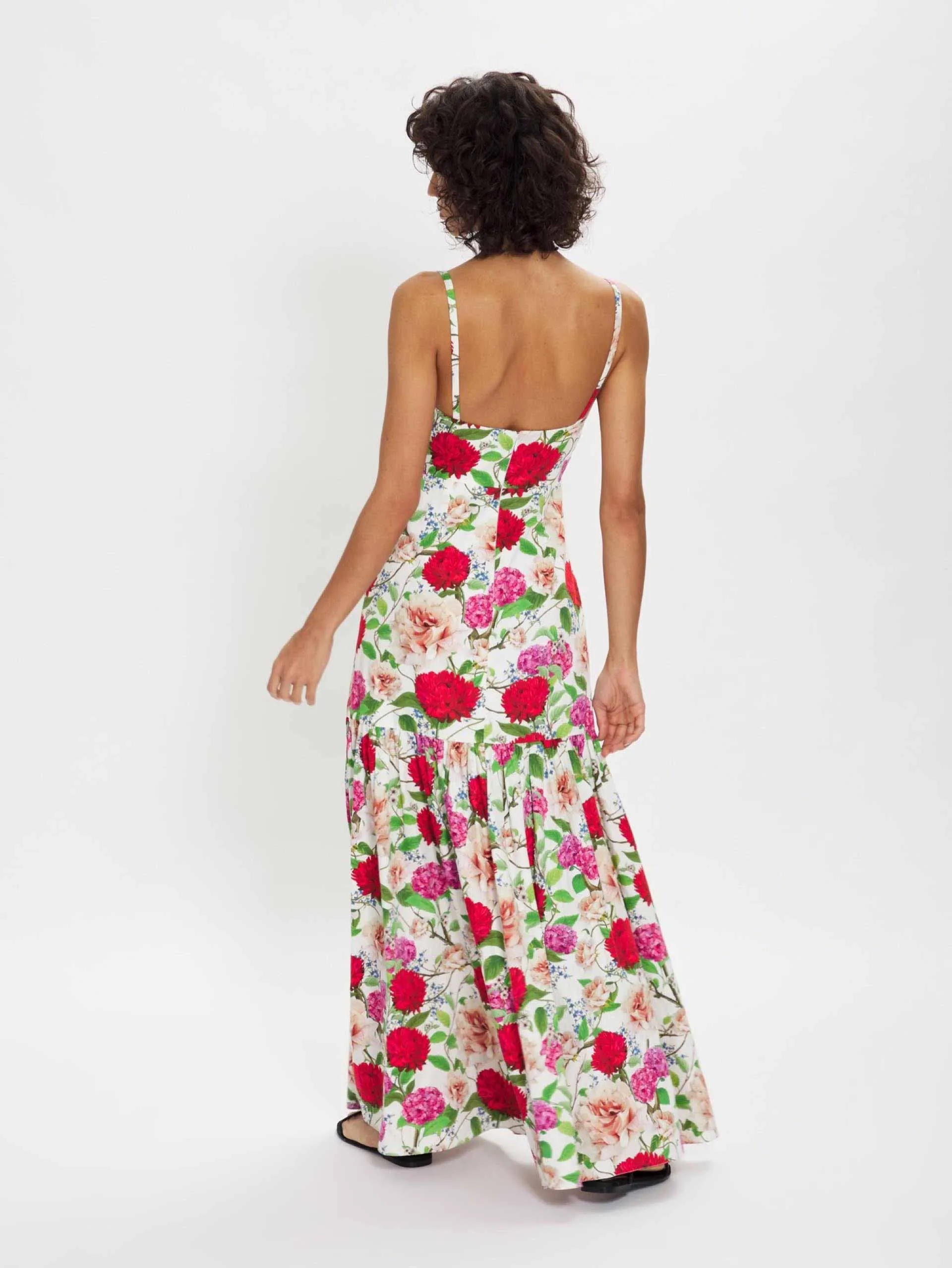Cordiela pink, red and white cotton floral maxi dress