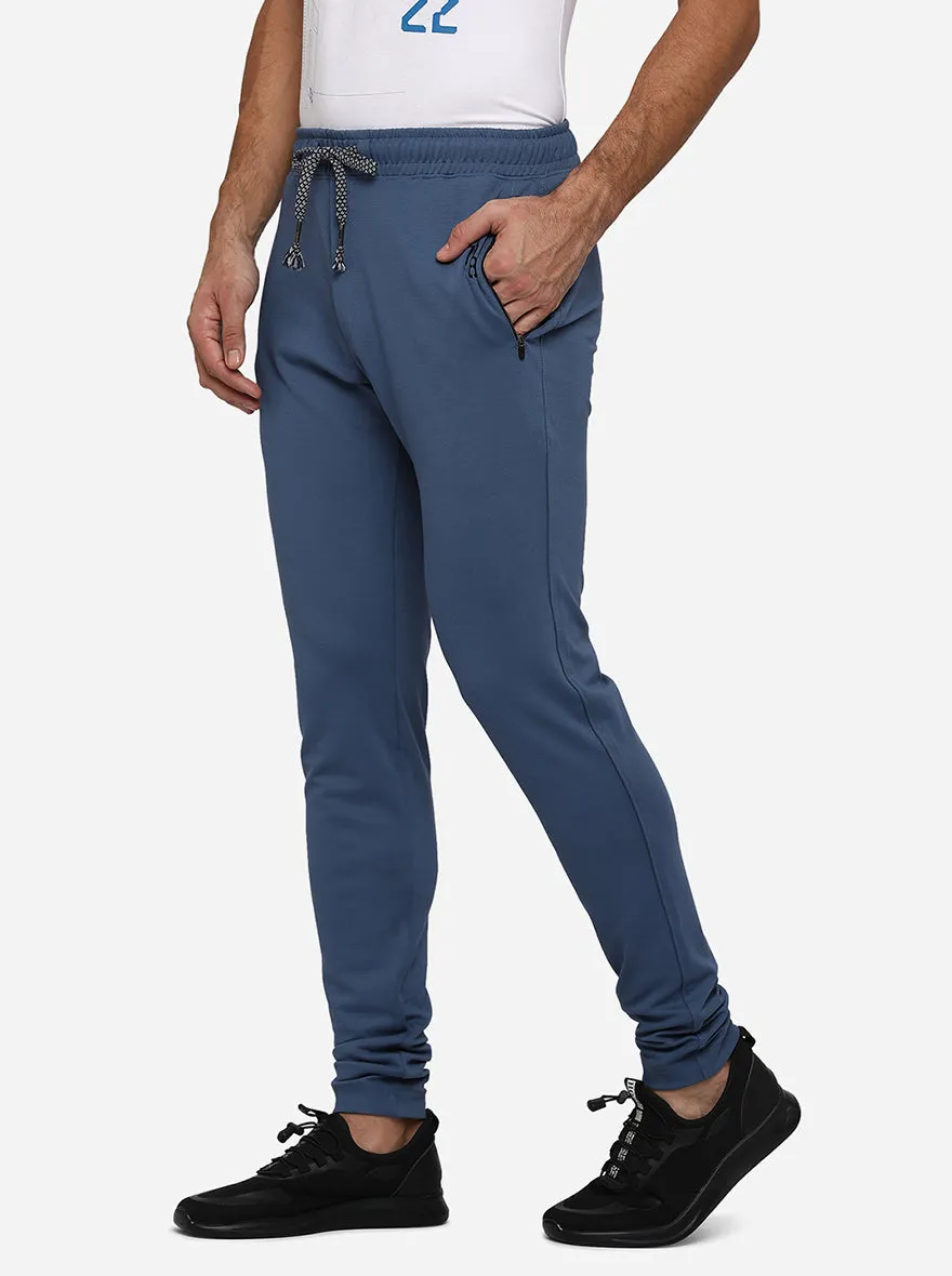Cornflower Blue Solid Regular Fit Track Pant | JadeBlue