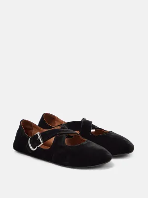 Criss Cross velvet ballet flats