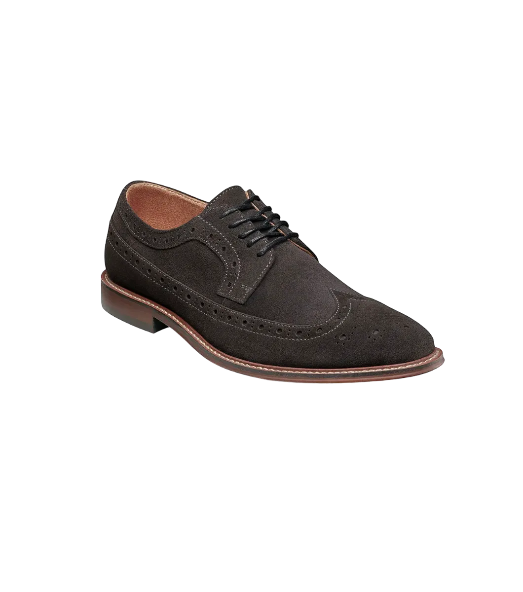 Dark Grey Stacy Adams Men's Wingtip Oxford Lace-Up Casual suede Leather Shoes