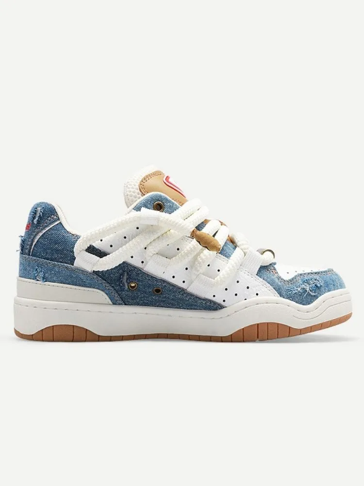 Denim Blue Casual Sport Lace Up Sneakers【s0000002570】