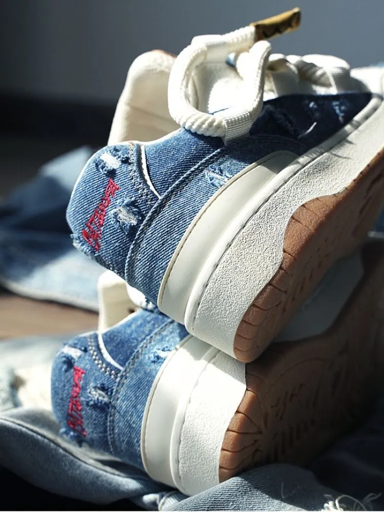 Denim Blue Casual Sport Lace Up Sneakers【s0000002570】