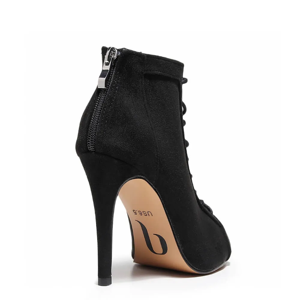 Dilynn - Black Vegan Suede - Rubber Sole