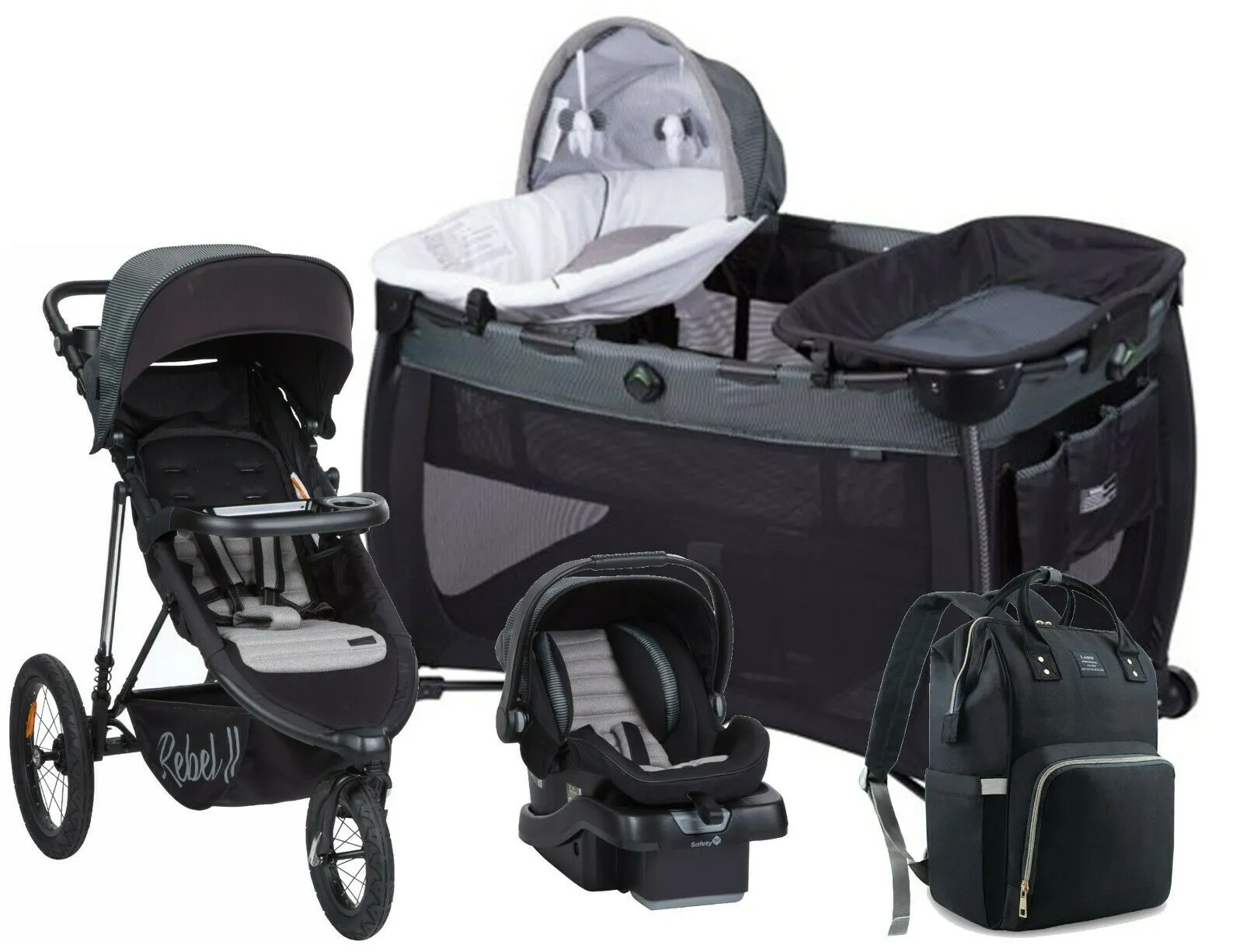 Easy Ride Baby Jogger Stroller with Car Seat Newborn Playard Bag Travel System