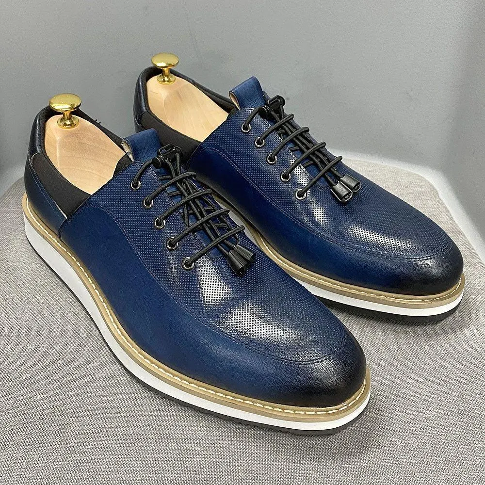 Fashion Sneakers Men's Casual Shoes FCOS13 Leather Flat Oxfords