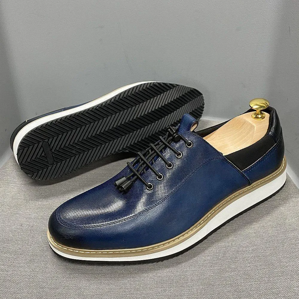 Fashion Sneakers Men's Casual Shoes FCOS13 Leather Flat Oxfords