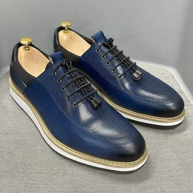 Fashion Sneakers Men's Casual Shoes FCOS13 Leather Flat Oxfords
