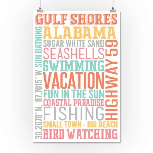 GICLEE PRINTS - Gulf Shores, Alabama, Typography