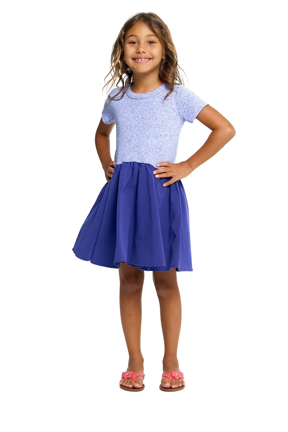 Girls Heirloom Wovens And Linen Rib Short Sleeve Twirl Dress