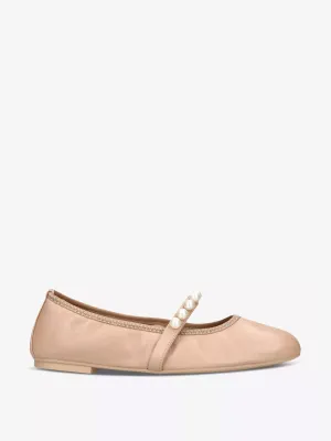 Goldie pearl-embellished leather ballet flats