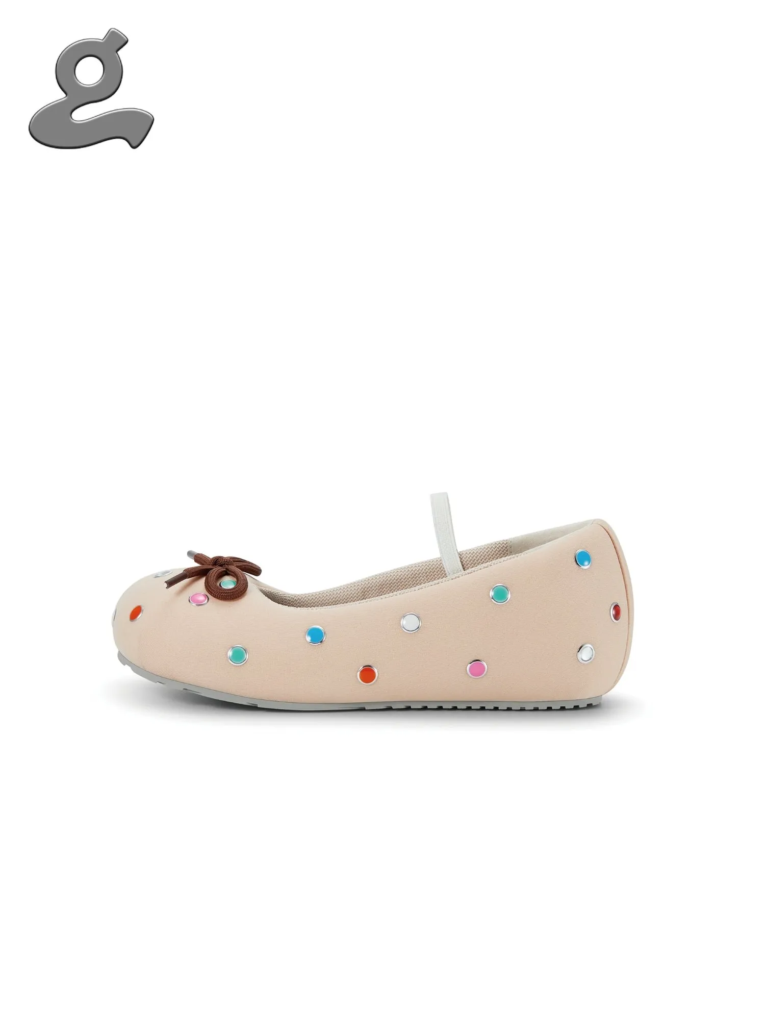 【GRAPE】Cotton-filled rhinestone ballet flats