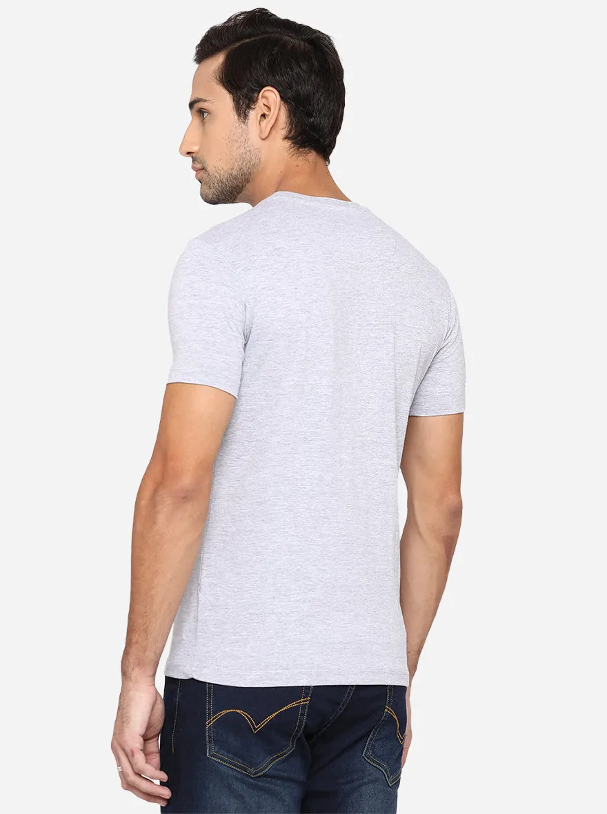 Grey Melange Solid Slim Fit T-Shirt | JadeBlue