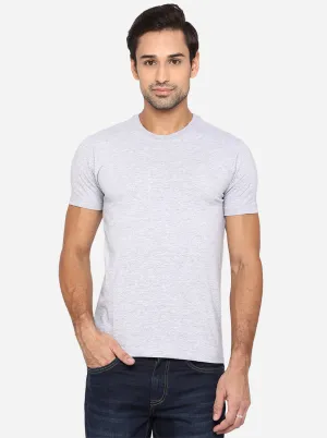 Grey Melange Solid Slim Fit T-Shirt | JadeBlue