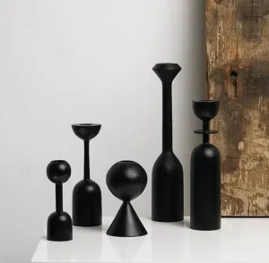 Half-Moon Ebony Candleholder