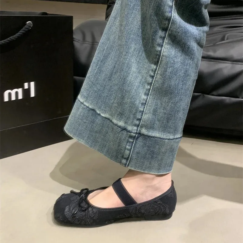 Hnzxzm Butterfly-knot Women Ballet Flats Shoes Fashion Ladies Shallow Slip On Soft Sole Shoes 2024 New Women's Comfort Ballerina Shoes