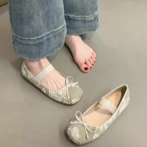 Hnzxzm Butterfly-knot Women Ballet Flats Shoes Fashion Ladies Shallow Slip On Soft Sole Shoes 2024 New Women's Comfort Ballerina Shoes