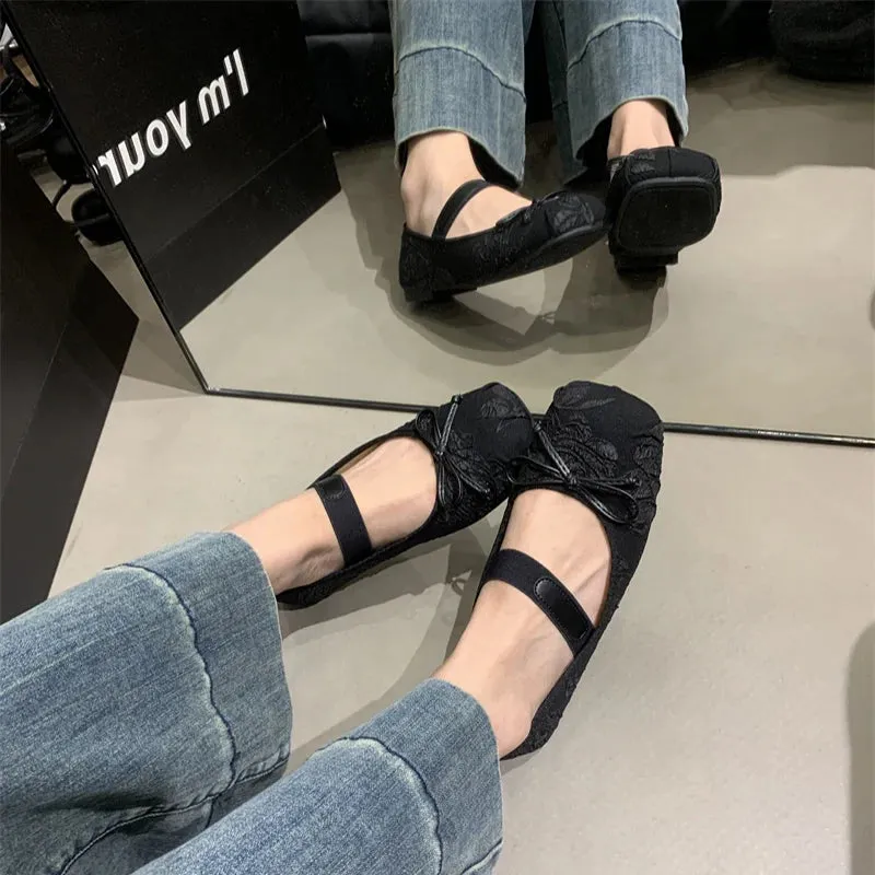Hnzxzm Butterfly-knot Women Ballet Flats Shoes Fashion Ladies Shallow Slip On Soft Sole Shoes 2024 New Women's Comfort Ballerina Shoes