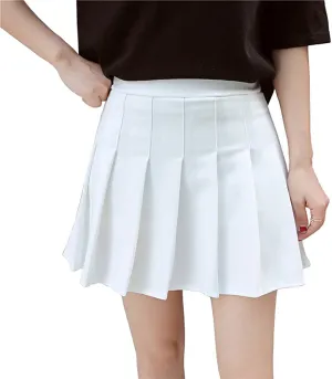 Hoerev Women Girls Short High Waist Pleated Skater Tennis Skirt