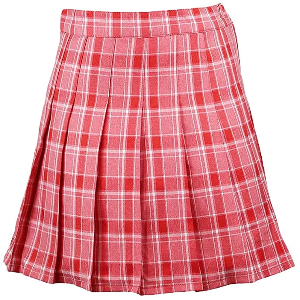 Hoerev Women Girls Short High Waist Pleated Skater Tennis Skirt