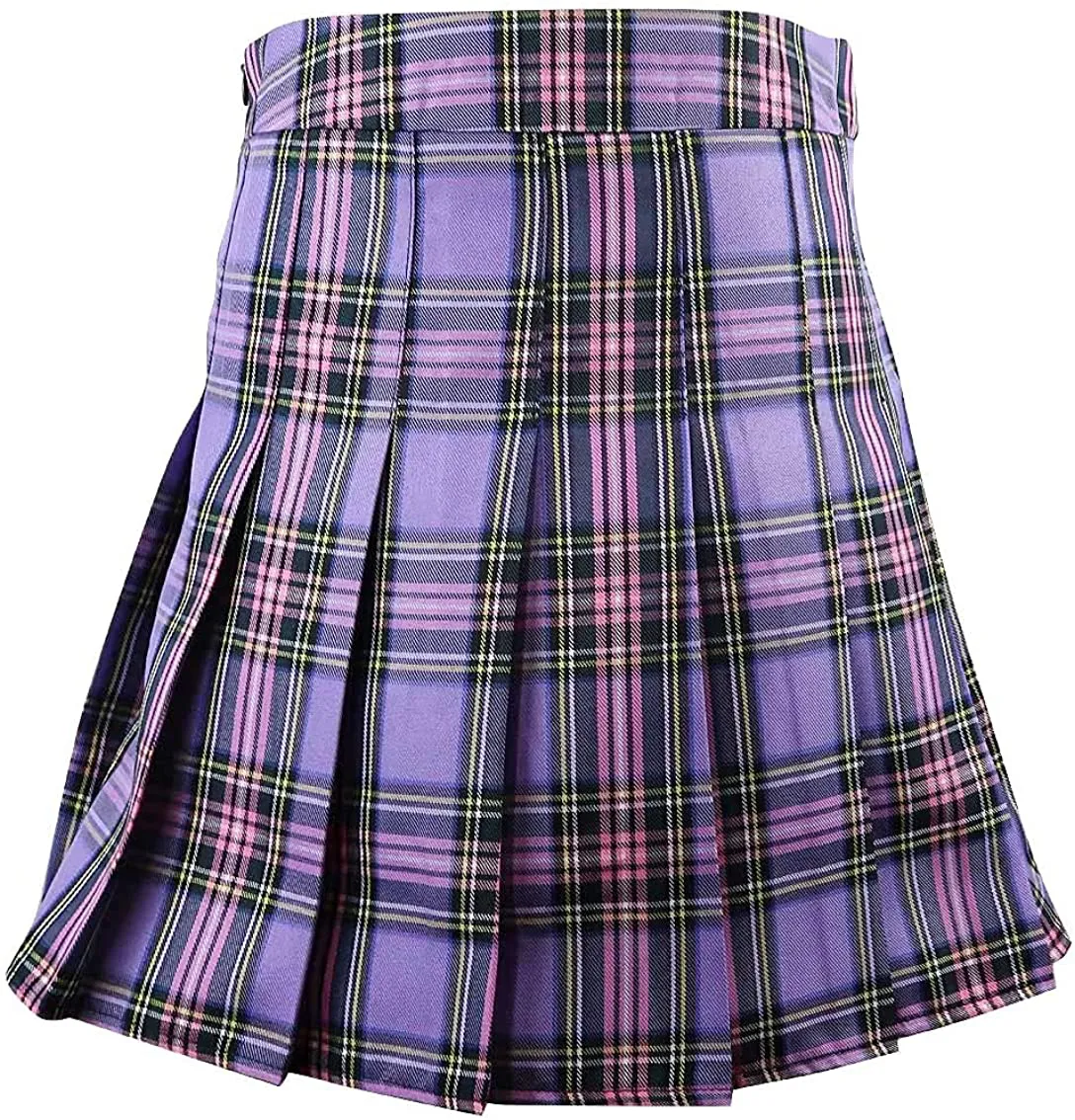 Hoerev Women Girls Short High Waist Pleated Skater Tennis Skirt