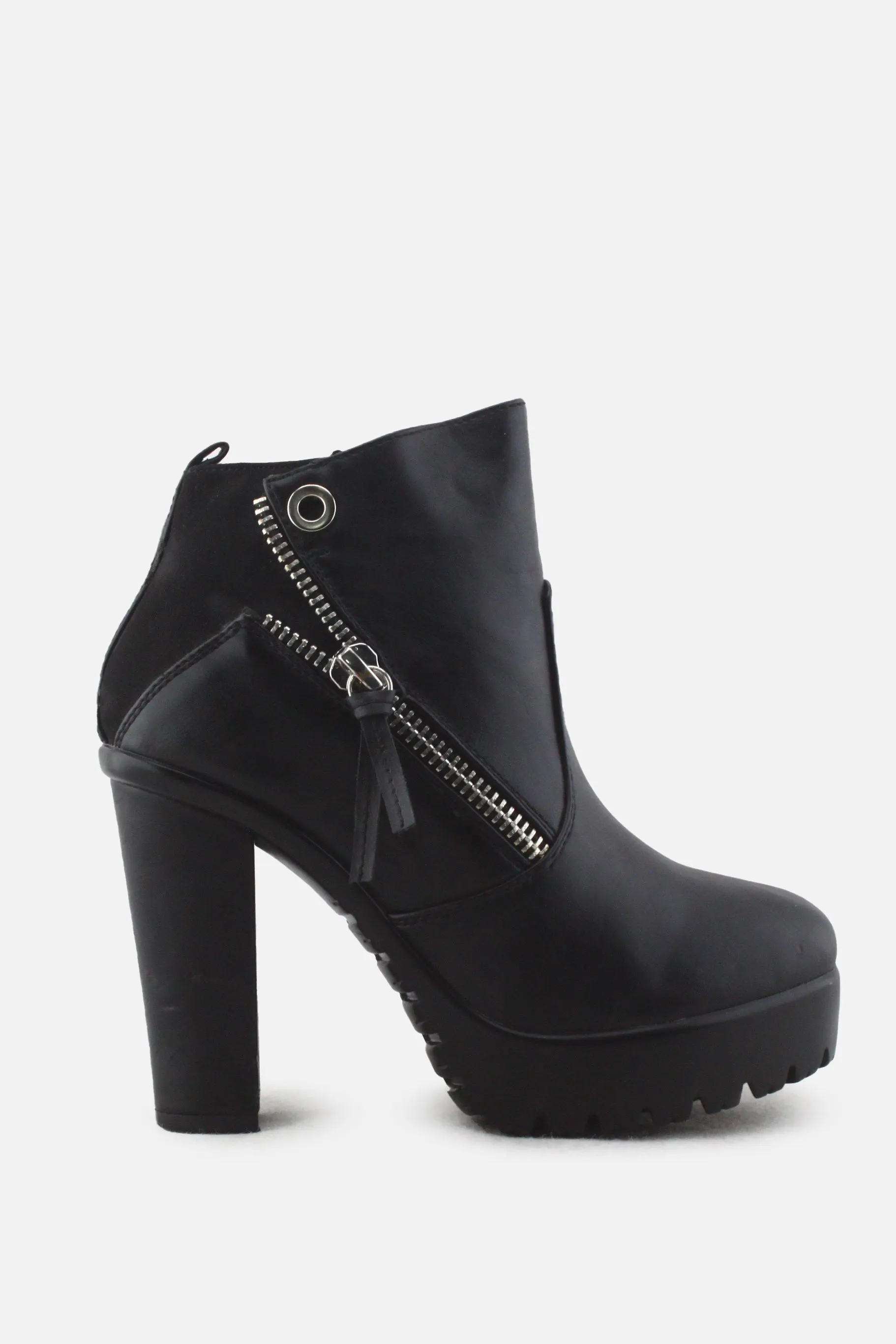 Idora Zipper Block Ankle Boots | 100% Authentic Leather