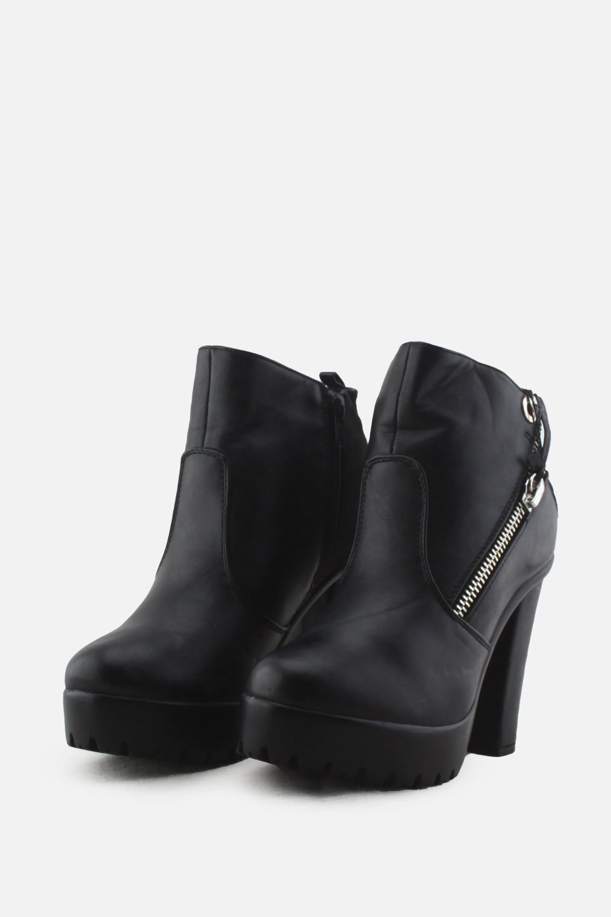 Idora Zipper Block Ankle Boots | 100% Authentic Leather