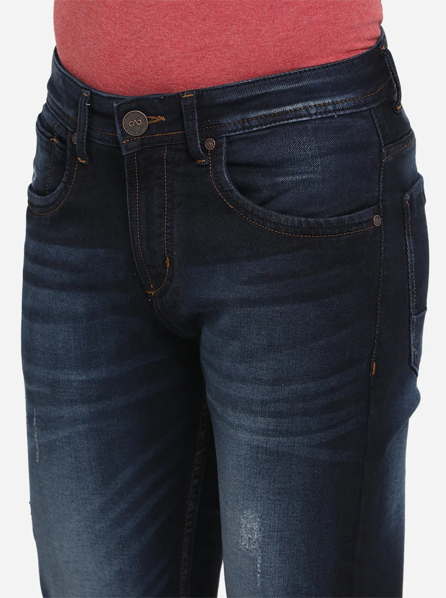 Indigo Blue Solid Slim Fit Jeans | JadeBlue
