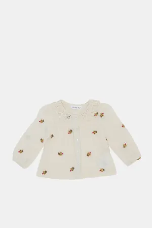 Infant Girls Ivory Embroidered Blouse